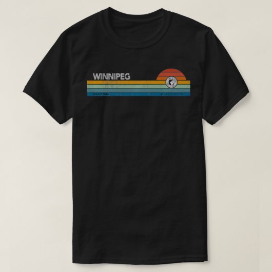 Winnipeg Manitoba Canada Retro Sunset Rainbow Synt T-shirt (Design voorkant)