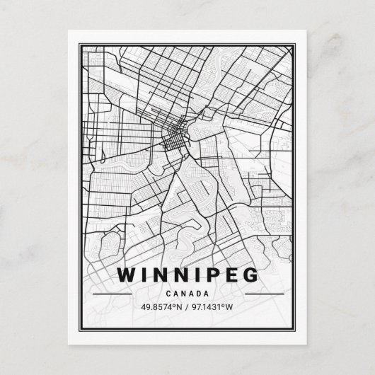 Winnipeg Manitoba Columbia Canada Travel City Map Briefkaart (Voorkant)