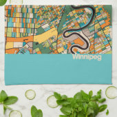 Winnipeg Map/blauw Theedoek (Gevouwen)