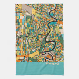 Winnipeg Map/blauw Theedoek