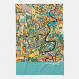Winnipeg Map/blauw Theedoek