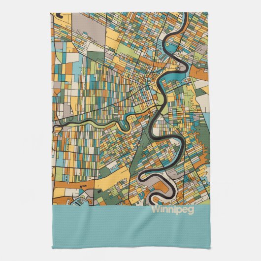 Winnipeg Map/blauw Theedoek (Verticaal)