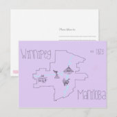 Winnipeg Map Briefkaart (Voorkant / Achterkant)