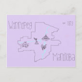 Winnipeg Map Briefkaart (Voorkant)