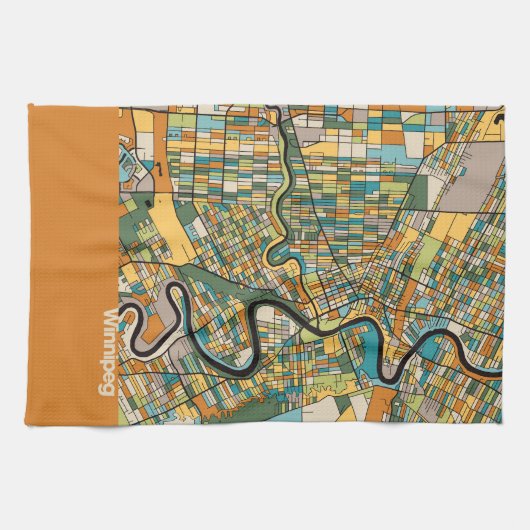 Winnipeg Map/oranje Theedoek (Horizontaal)