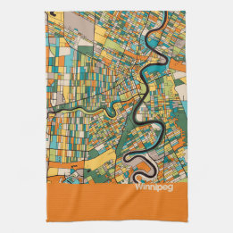 Winnipeg Map/oranje Theedoek