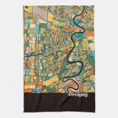 Winnipeg Map/zwart Theedoek (Verticaal)