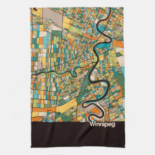 Winnipeg Map/zwart Theedoek