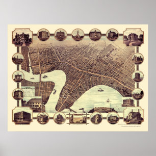 Winnipeg, MB, Canada Panoramic Map - 1884 Poster
