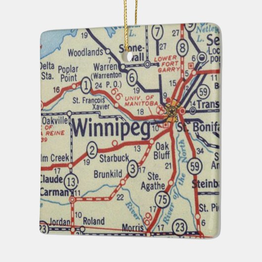 Winnipeg MB  Map Keramisch Ornament (Links)
