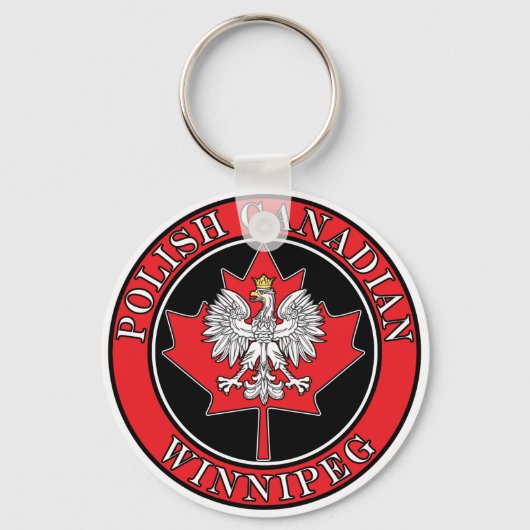 Winnipeg Round Poland Canadian Leaf Sleutelhanger (Voorkant)