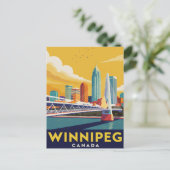 Winnipeg Silhouette Canada Vintage Kunst Briefkaart (Staand voorkant)