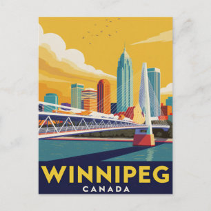 Winnipeg Silhouette Canada Vintage Kunst Briefkaart