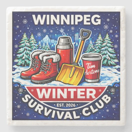 Winnipeg Winter Survival Coaster – Timmies Stenen Onderzetter (Voorkant)
