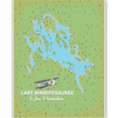 Winnipesaukee meer New Hampshire reisposter Sticker (Voorkant)