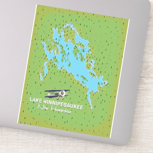Winnipesaukee meer New Hampshire reisposter Sticker (Detail)