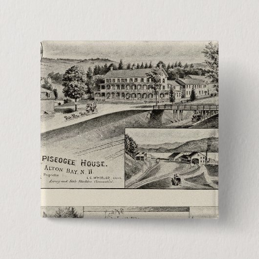 Winnipiseogee House, Lakeside House Vierkante Button 5,1 Cm (Voorkant)