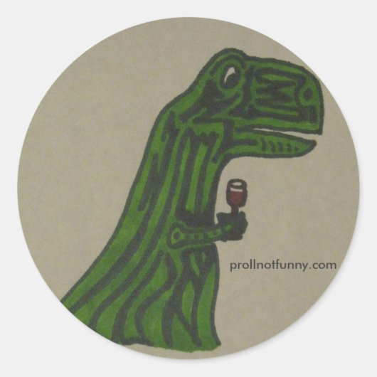 wino dino ronde sticker (Voorkant)