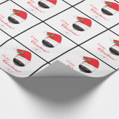 Wino I houdt van kerstwijn Glass Santa Hat Funny Cadeaupapier (Hoek)