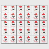 Wino I houdt van kerstwijn Glass Santa Hat Funny Cadeaupapier (Vlak)