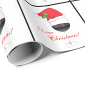 Wino I houdt van kerstwijn Glass Santa Hat Funny Cadeaupapier (Rol Hoek)