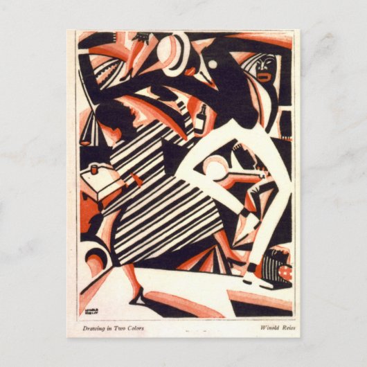 Winold Reiss Tekening geïnspireerd briefkaart (Voorkant)