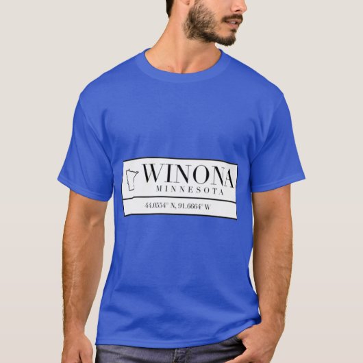 Winona Minnesota Coördinaten T-shirt (Voorkant)