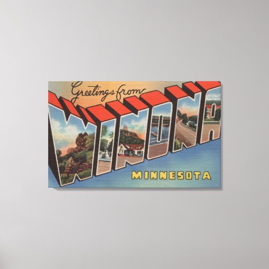 Winona, Minnesota - Grote lettertjes Canvas Afdruk (Voorkant)