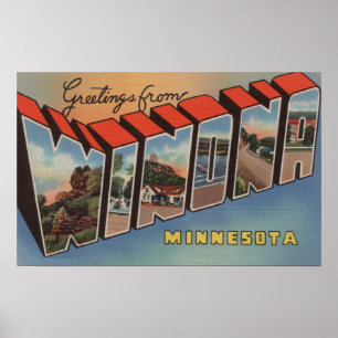 Winona, Minnesota - Grote lettertjes Poster