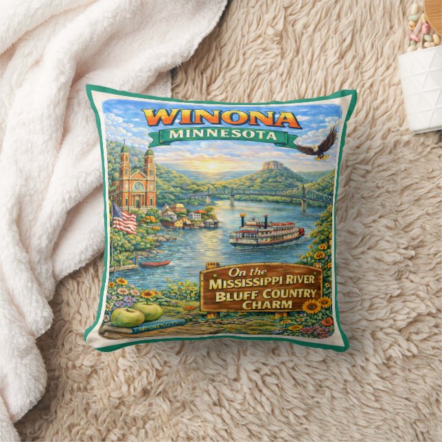 Winona, MN Minnesota Souvenir Kussen (Deken)