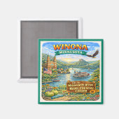 Winona, MN Minnesota Souvenir Magnet (Voorkant / Achterkant)
