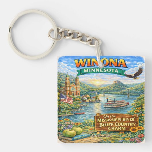 Winona, MN Minnesota Souvenir Sleutelhanger (voorkant)