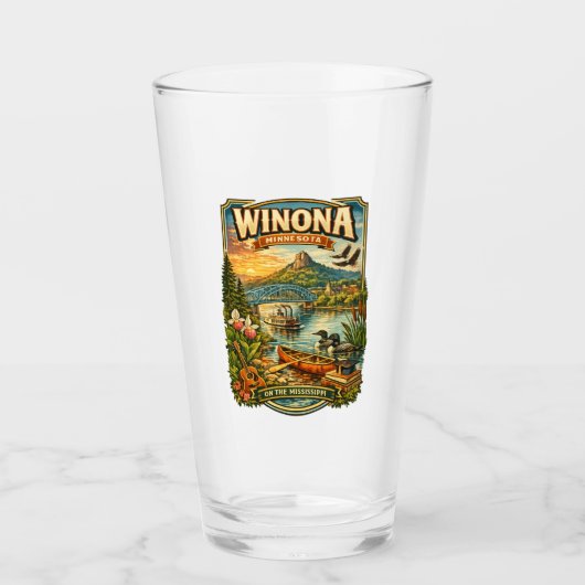 Winona, MN Minnesota Unique Souvenir Glass Cup Glas (Voorkant)