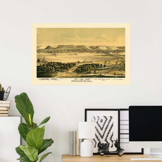 Winona, MN Panorama Map - 1867 Poster (Thuiskantoor)