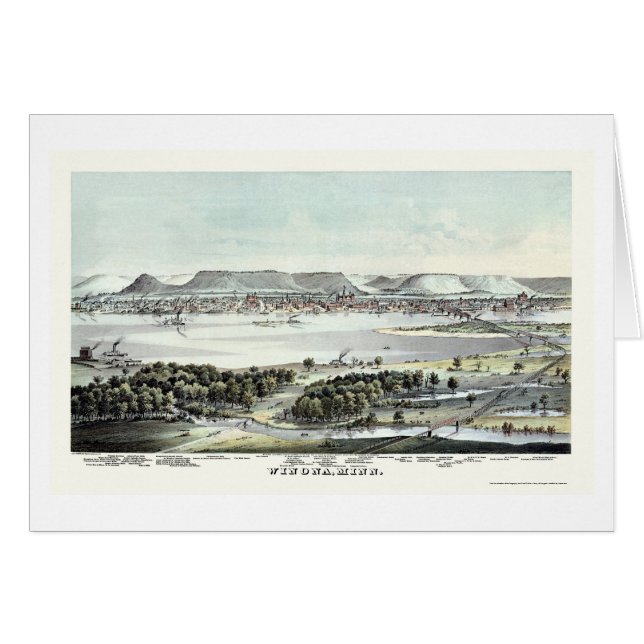 Winona, MN Panorama Map - 1874 (Voorkant Horizontaal)