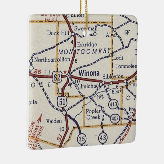 Winona MS  Map Keramisch Ornament (Rechts)
