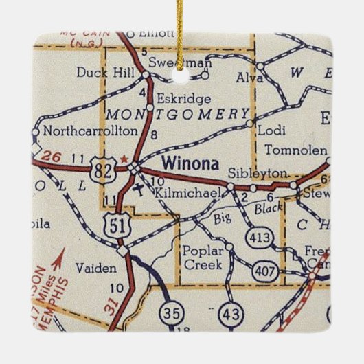 Winona MS  Map Keramisch Ornament (Achterkant)