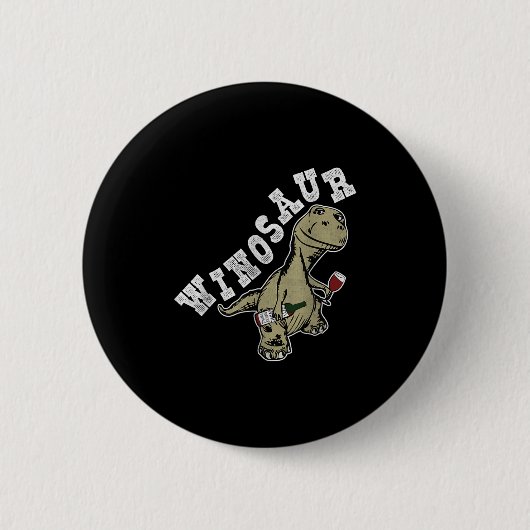Winosaur Funny Dinosaur Wine Pun Ronde Button 5,7 Cm (Voorkant)
