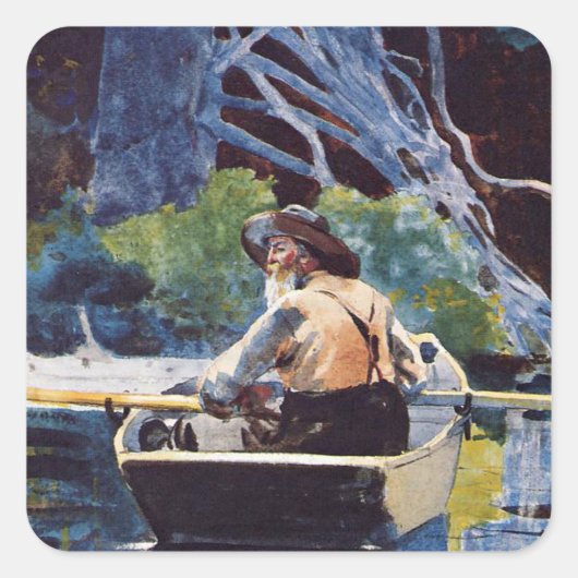Winslow Homer - Adirondackgids Vierkante Sticker (Voorkant)