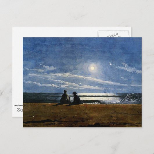 Winslow Homer aquarel, Moonlight Briefkaart (Voorkant / Achterkant)