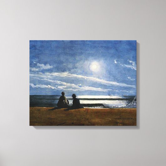 Winslow Homer aquarel, Moonlight,  Canvas Afdruk (Voorkant)