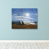 Winslow Homer aquarel, Moonlight,  Canvas Afdruk (Insitu (Houten vloer))