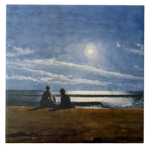 Winslow Homer aquarel, Moonlight  Tegeltje