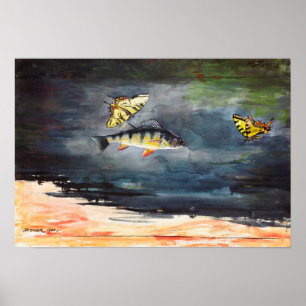 Winslow Homer art - Vis en Butterflies Poster