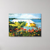 Winslow Homer art: Vloertuin en Bungalow Canvas Afdruk (Voorkant)