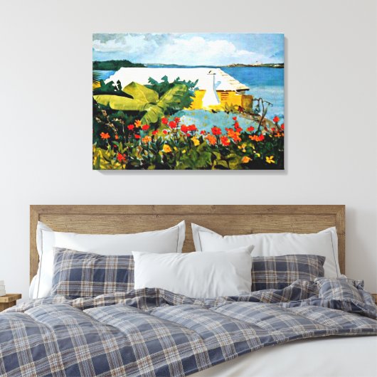 Winslow Homer art: Vloertuin en Bungalow Canvas Afdruk (Insitu (Slaapkamer))