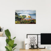 Winslow Homer Bloemtuin en Bungalow, Bermuda Poster (Thuiskantoor)