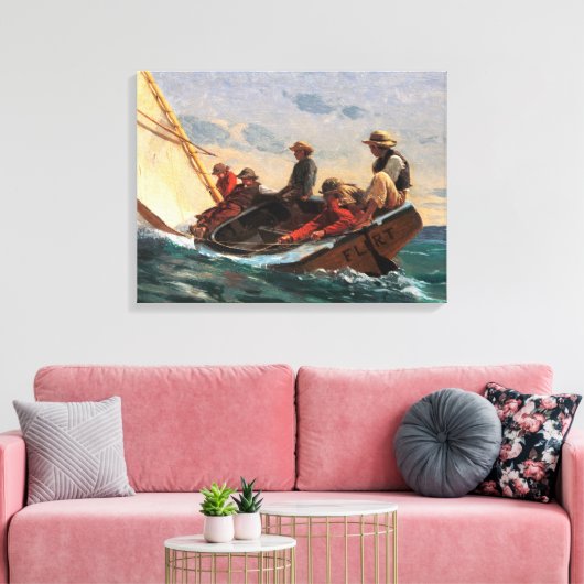 Winslow Homer "Breezing Up (a Fair Wind)"-Poster Canvas Afdruk (Insitu (Woonkamer))