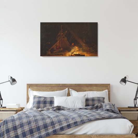 Winslow Homer Camp Fire Canvas Afdruk (Insitu (Slaapkamer))