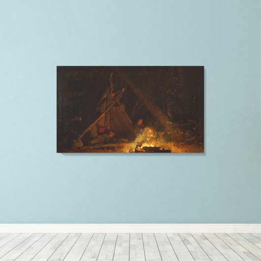 Winslow Homer Camp Fire Canvas Afdruk (Insitu (Houten vloer))